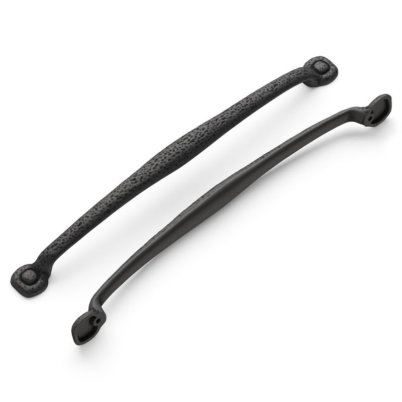 Hickory Hardware Solid Core Kitchen Cabinet Pulls Luxury Cabinet Handles Hardware for Doors Dresser Drawers 18 Inch Hole Center Black Iron Refined Rustic Collection