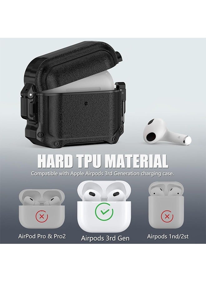 Case for AirPods 3, Waterproof AirPods 3rd Generation Case Cover with Lock, Airpods 3 Case Cover with Carabiner, Airpods 3 Generation Protective Case Gen 3 Shockproof Cover for AirPods 3 2021 (Black) - Image 2