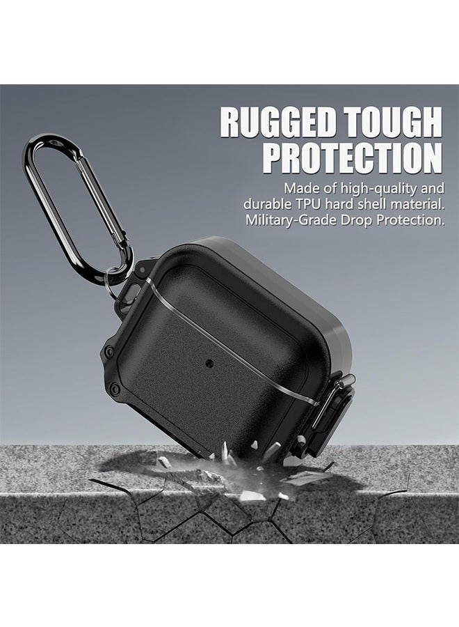 Case for AirPods 3, Waterproof AirPods 3rd Generation Case Cover with Lock, Airpods 3 Case Cover with Carabiner, Airpods 3 Generation Protective Case Gen 3 Shockproof Cover for AirPods 3 2021 (Black) - Image 5