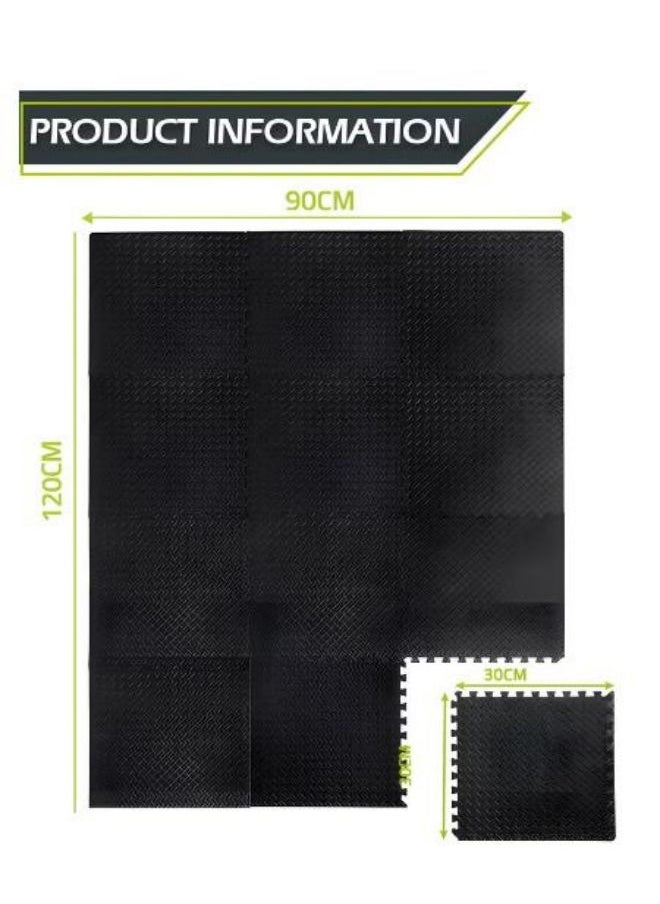 Generic - Puzzle Exercise Floor Mats Eva Leafy Mat Jigsaw Floor Mat Foam Gym Mats Interlocking Protective Floor Mats Suitable For Home And Gym Equipment 30*30cm Black Color - Image 1