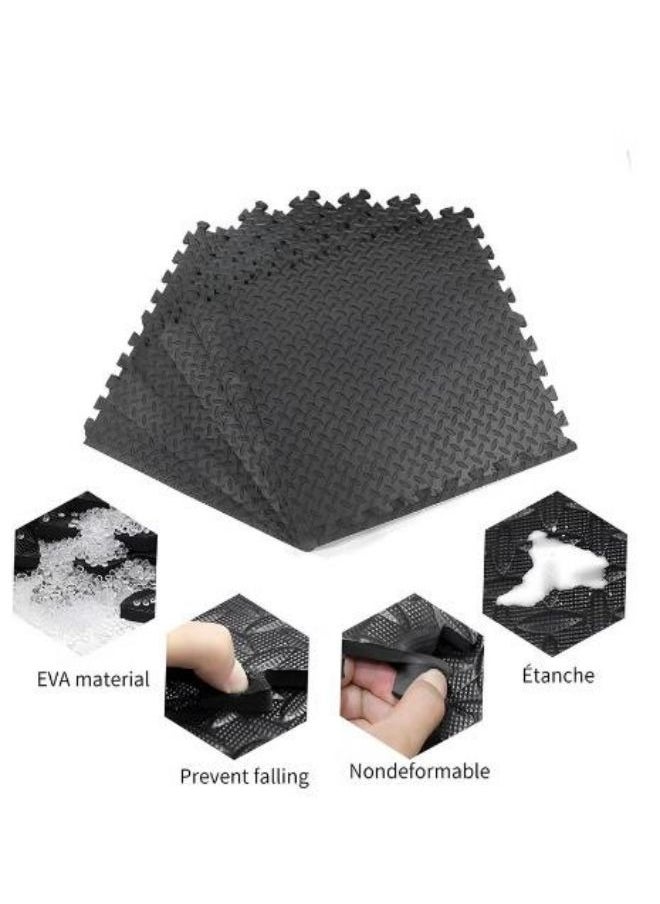 Generic - Puzzle Exercise Floor Mats Eva Leafy Mat Jigsaw Floor Mat Foam Gym Mats Interlocking Protective Floor Mats Suitable For Home And Gym Equipment 30*30cm Black Color - Image 1