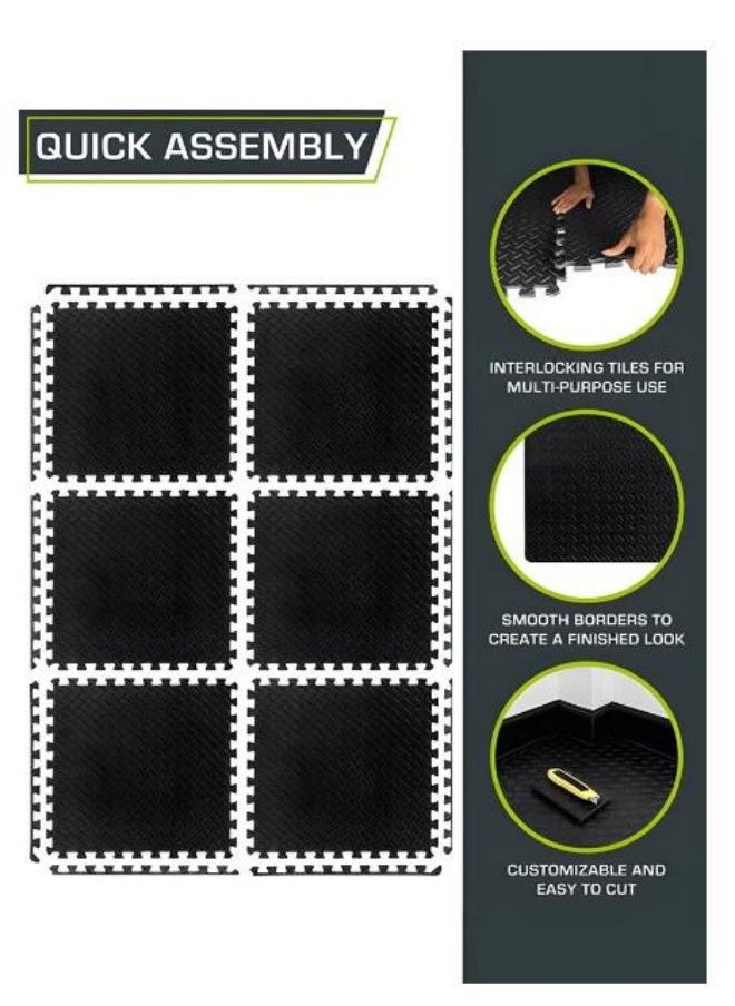 Generic - Puzzle Exercise Floor Mats Eva Leafy Mat Jigsaw Floor Mat Foam Gym Mats Interlocking Protective Floor Mats Suitable For Home And Gym Equipment 30*30cm Black Color - Image 1