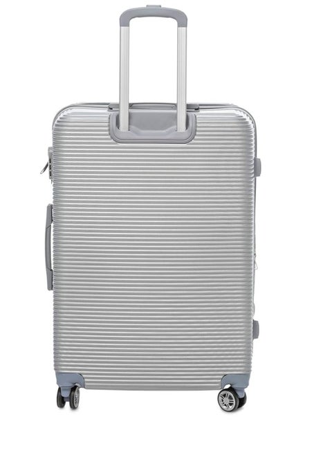 Spinner travel bag, size 28, silver color with TSA lock; expandable double zipper; made of (ABS)