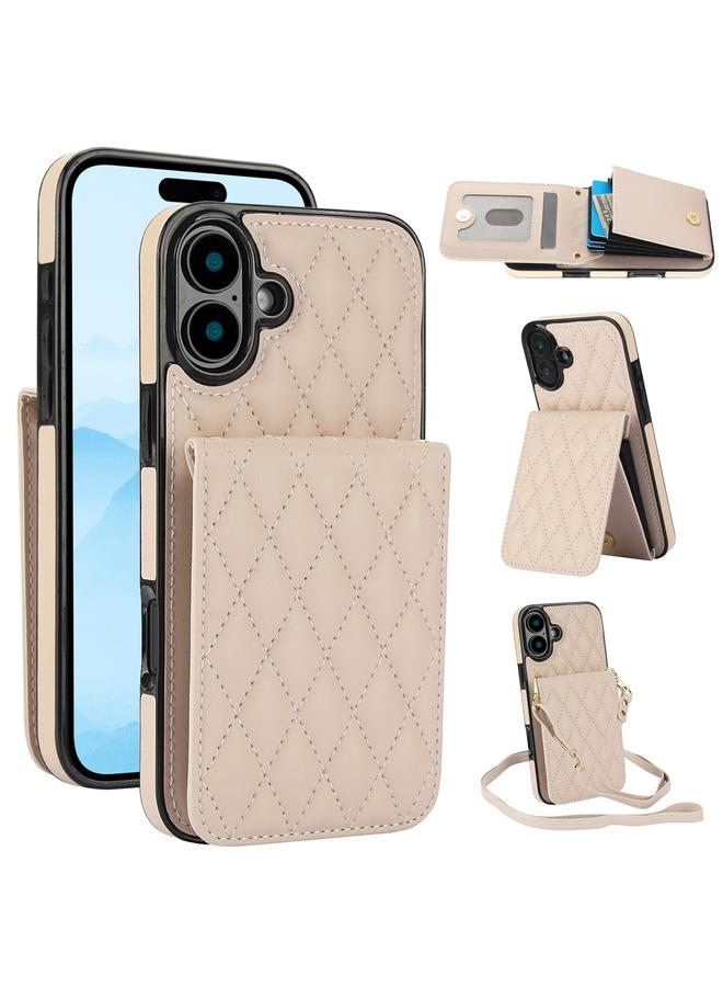 S-TOP Case For iPhone 16 Plus YM015 Crossbody Rhombic Card Bag RFID Phone Case - Image 1