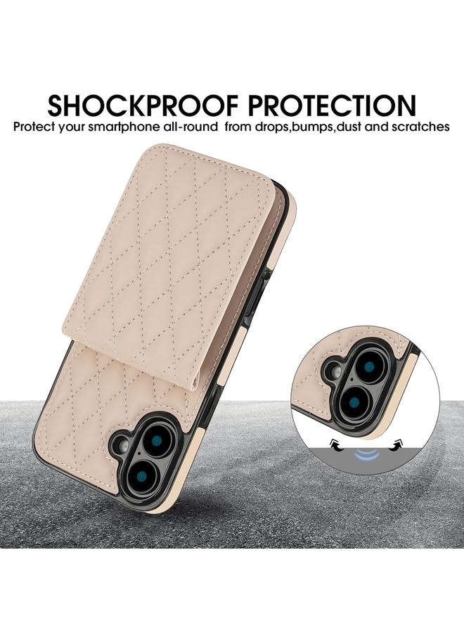 S-TOP Case For iPhone 16 Plus YM015 Crossbody Rhombic Card Bag RFID Phone Case - Image 2