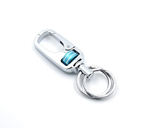 Omuda Stylish Hook Locking Silver Metal Carabiner Double Ring Hook Metal Key Chain for Men & Women - Image 2