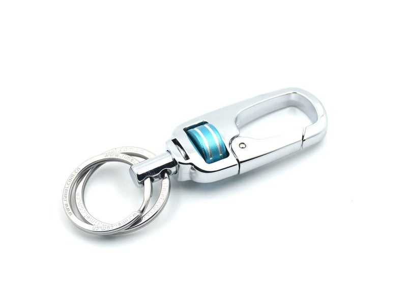 Omuda Stylish Hook Locking Silver Metal Carabiner Double Ring Hook Metal Key Chain for Men & Women - Image 3