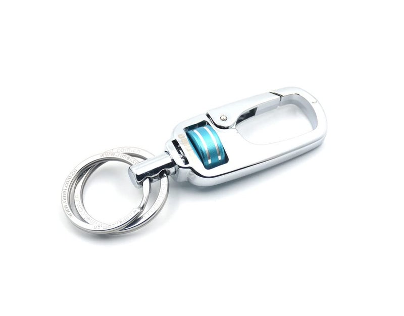 Omuda Stylish Hook Locking Silver Metal Carabiner Double Ring Hook Metal Key Chain for Men & Women - Image 5