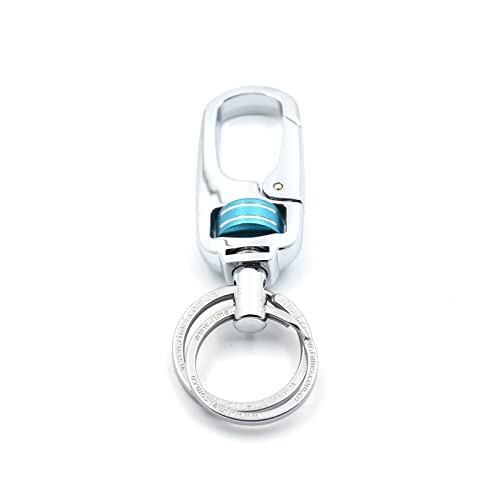 Omuda Stylish Hook Locking Silver Metal Carabiner Double Ring Hook Metal Key Chain for Men & Women - Image 1