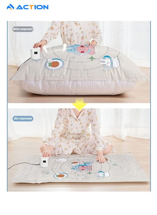 أكشن أكياس تخزين فراغ ممتازة مع مضخة كهربائية، 6 عبوات (2 جامبو، 2 كبير، 2 متوسط)، أكياس توفير المساحة قابلة لإعادة الاستخدام للملابس والمراتب والبطانيات والألحفة والوسائد والألحفة واللحاف والسفر - Image 3