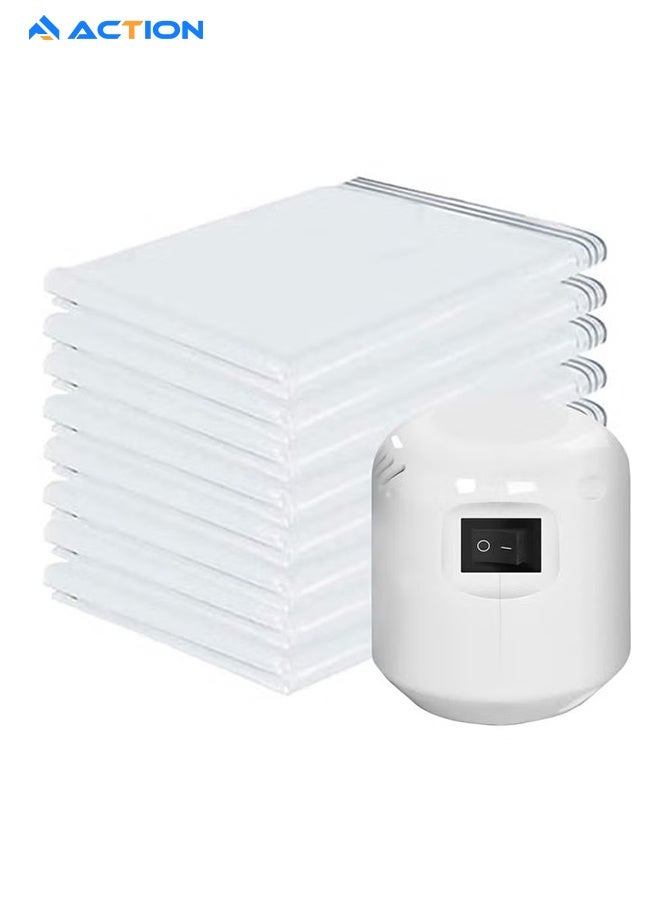 أكشن أكياس تخزين فراغ ممتازة مع مضخة كهربائية، 6 عبوات (2 جامبو، 2 كبير، 2 متوسط)، أكياس توفير المساحة قابلة لإعادة الاستخدام للملابس والمراتب والبطانيات والألحفة والوسائد والألحفة واللحاف والسفر - Image 1