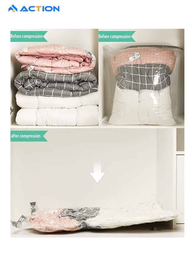 أكشن أكياس تخزين فراغ ممتازة مع مضخة كهربائية، 6 عبوات (2 جامبو، 2 كبير، 2 متوسط)، أكياس توفير المساحة قابلة لإعادة الاستخدام للملابس والمراتب والبطانيات والألحفة والوسائد والألحفة واللحاف والسفر - Image 4