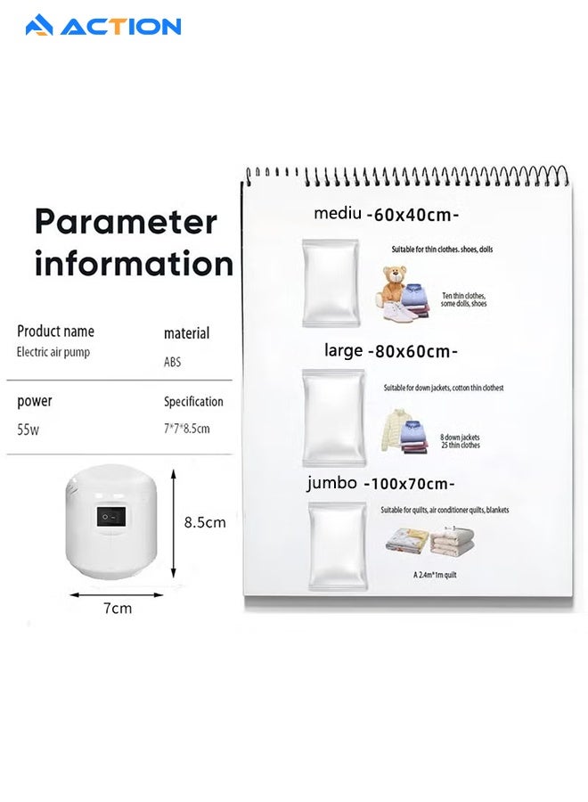 أكشن أكياس تخزين فراغ ممتازة مع مضخة كهربائية، 6 عبوات (2 جامبو، 2 كبير، 2 متوسط)، أكياس توفير المساحة قابلة لإعادة الاستخدام للملابس والمراتب والبطانيات والألحفة والوسائد والألحفة واللحاف والسفر - Image 2