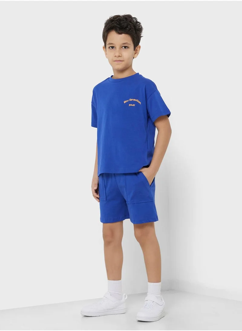 JUNE Kids Slogan Crew Neck T-Shirt