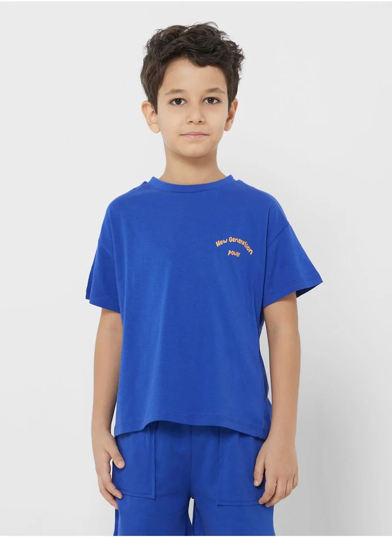 JUNE Kids Slogan Crew Neck T-Shirt