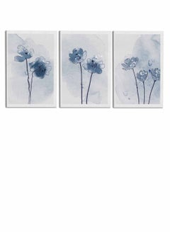 LOWHA Set Of 3 Framed Canvas Wall Arts Stretched Over Wooden Frame, Abstract Flowers Watercolor Paintings, For Home, Living Room, Office Decor  - Image 4