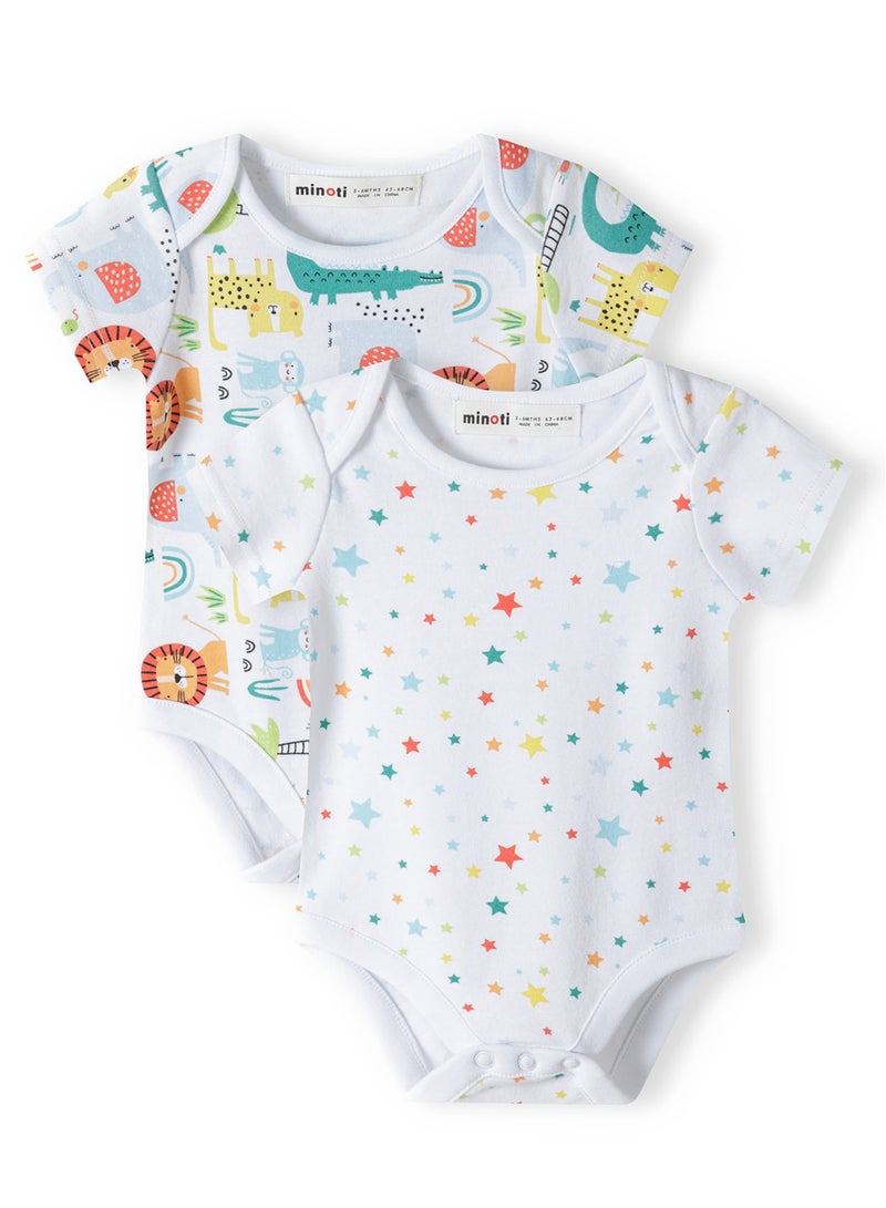 MINOTI 2-Pack Baby Bodysuits with Short Sleeves and Print  - Image 1