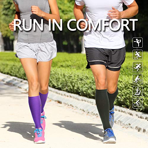 NEWZILL Medical Compression Socks for Women & Men, 20-30 mmHg Knee-High Support for Circulation, All-Day Comfort for Work Travel Running Cycling and Fitness (Purple, L/XL) - Image 4