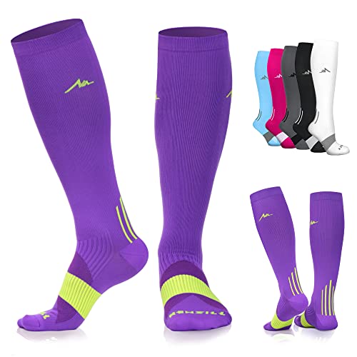 NEWZILL Medical Compression Socks for Women & Men, 20-30 mmHg Knee-High Support for Circulation, All-Day Comfort for Work Travel Running Cycling and Fitness (Purple, L/XL) - Image 1