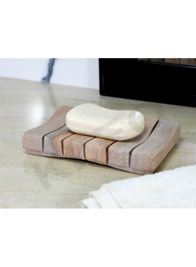 KLEO Natural Water Absorbent Stone Soap Dish Made of Rainbow Stone - Bath Accessories - Image 2