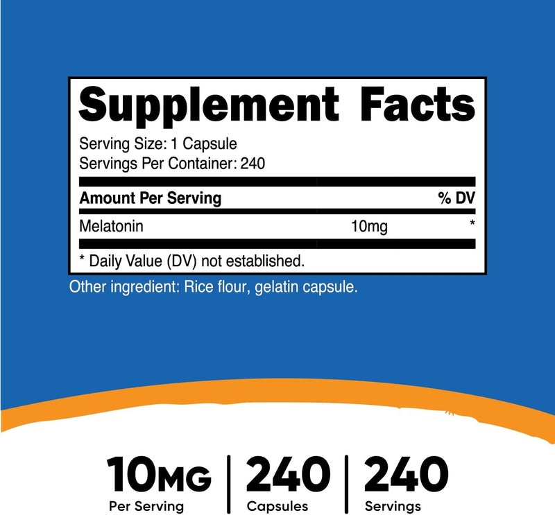 Nutricost Melatonin 10mg 240 Capsules NonGMO  Gluten Free - Image 2