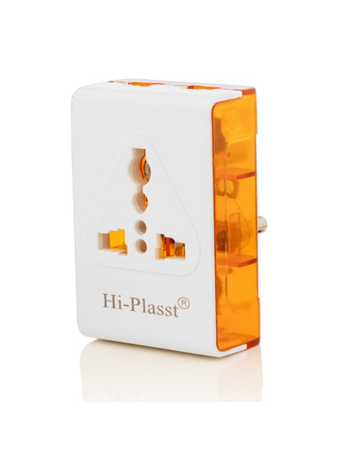 HiPlasst 3 Pin Multi Plug Extension Socket Travel Adapter6A Universal Multi Plug White Portable Socket Adapter