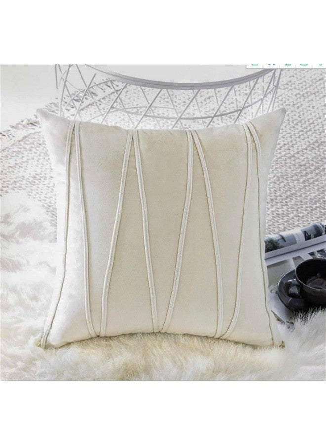 Khooti Khooti Velvet Cushion Cover Pack of 3-24" x 24" / 61 x 61 cm - Cream White - Soft Pillow Covers Cushion Case for Sofa Bedroom Livingroom Chair Car, Cushion Cover with Random Zig Zag Pattern  - Image 2