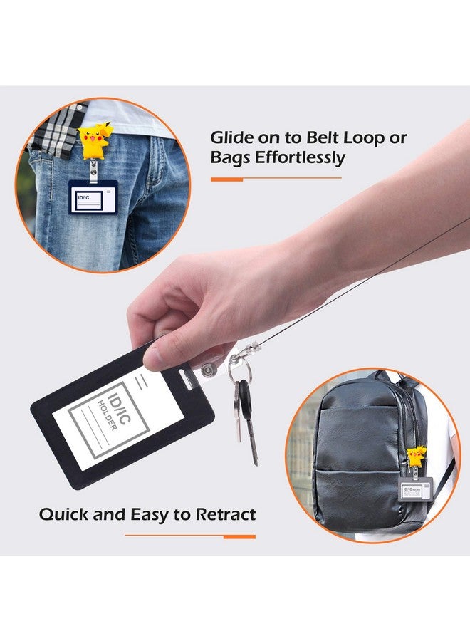 Finex 5 Pcs Set Pika Poke Ball Badge Id Clip Reel Retractable Holder Office Work Nurse Name Badge Tag Clip On Card Holders Cute 30 Inch Cord Extension - Image 4