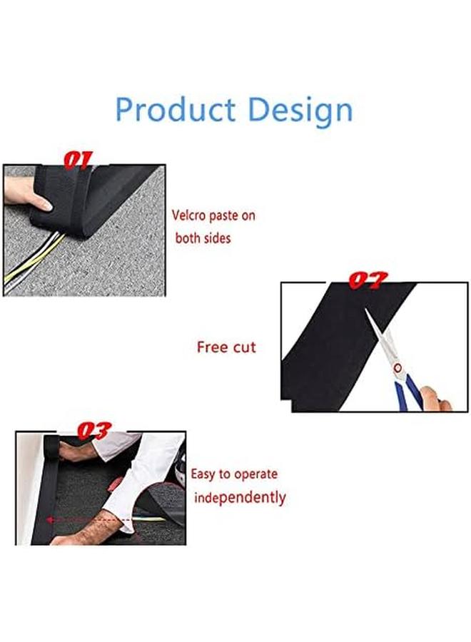 Excefore Floor Cable Cover Protector 10Cm Wide Carpet Cord Cover Cable Management For Home Commercial Office Carpet 10 Feet Black - Image 3