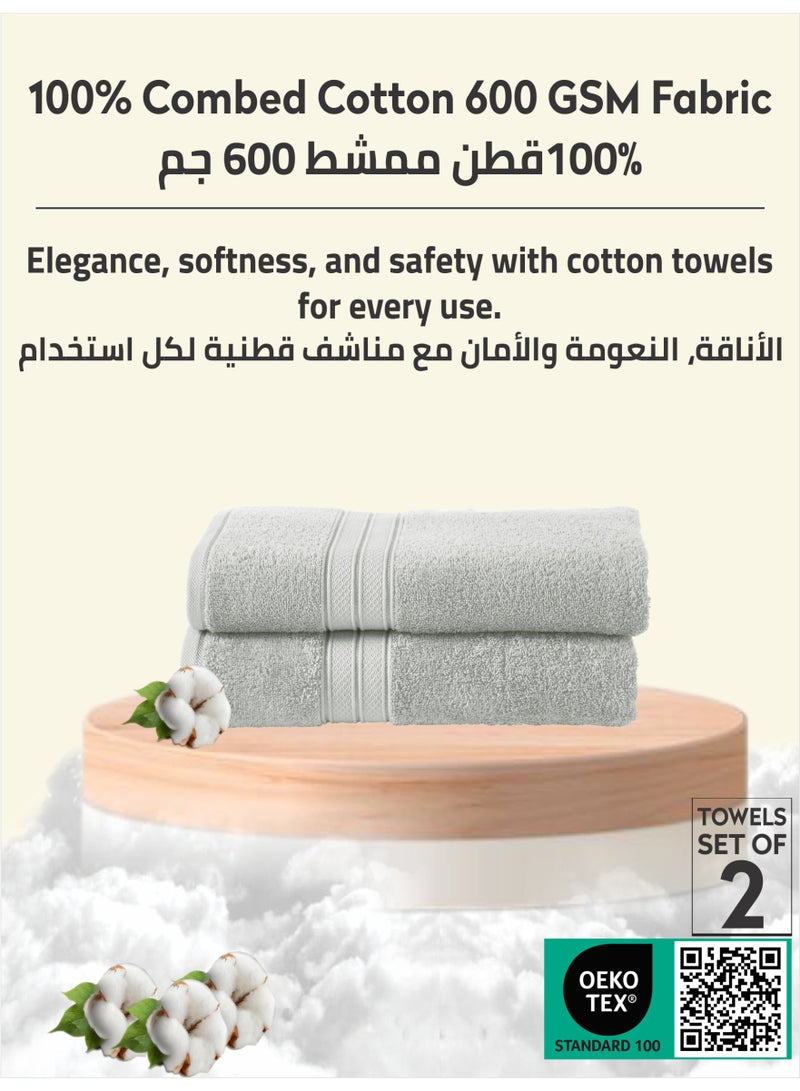 Donetella Premium 100 % Combed Cotton 2-Pcs Hand Towel Set (50 X 90 CM) 600 GSM Super Soft Hand Towel, Highly Absorbent, Quick Dry,Best Towel for Bathroom, Spa And Hotel,White - Image 3