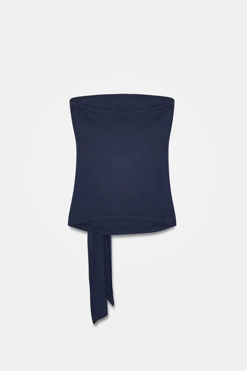 Dilvin Navy Blue DILVIN Slim Fit Strapless Bandeau Blouse for Women | Best Price UAE