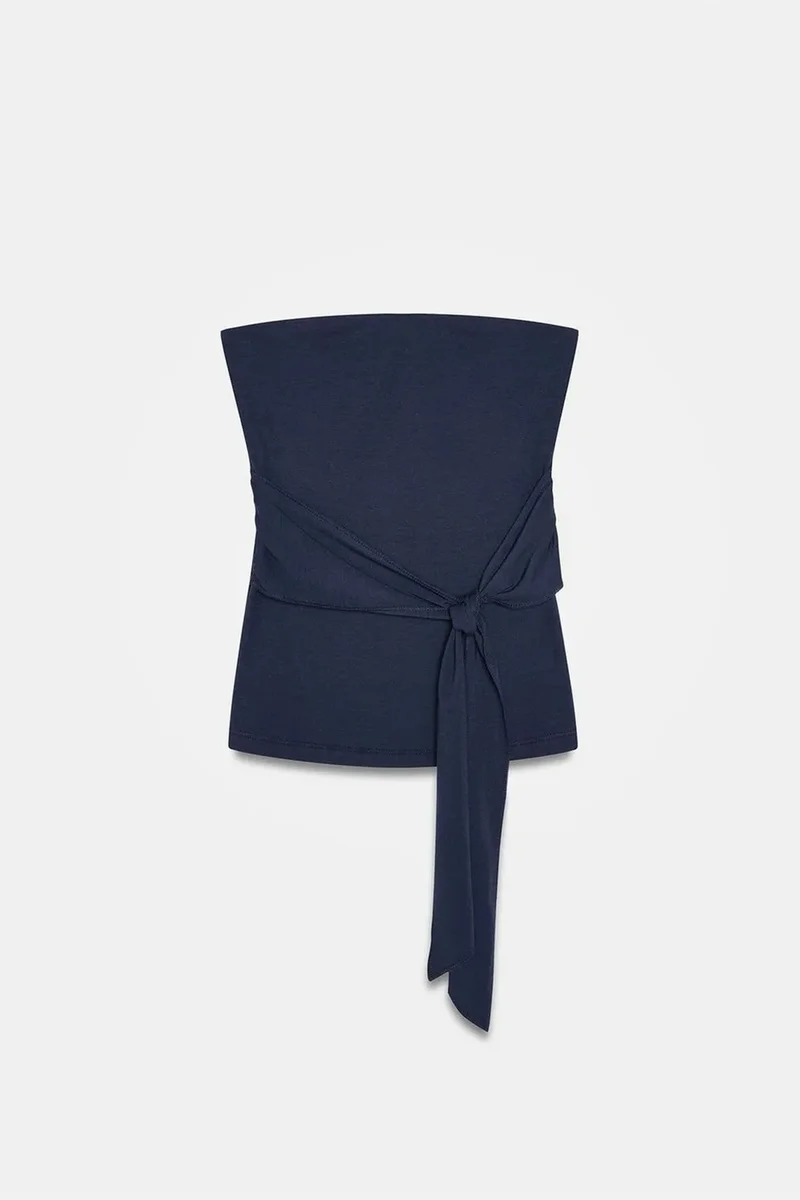 Dilvin Navy Blue DILVIN Slim Fit Strapless Bandeau Blouse for Women | Best Price UAE