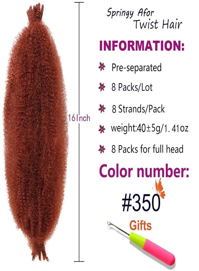 ZRQ 8 Packs Copper Red Springy Afro Twist Hair For Distressed Locs 16 Inch Pre-Fluffed Natural Kinky Twist Synthetic Marley Braiding Hair Extension For Women 8 Strands/Pack (350#) - Image 2