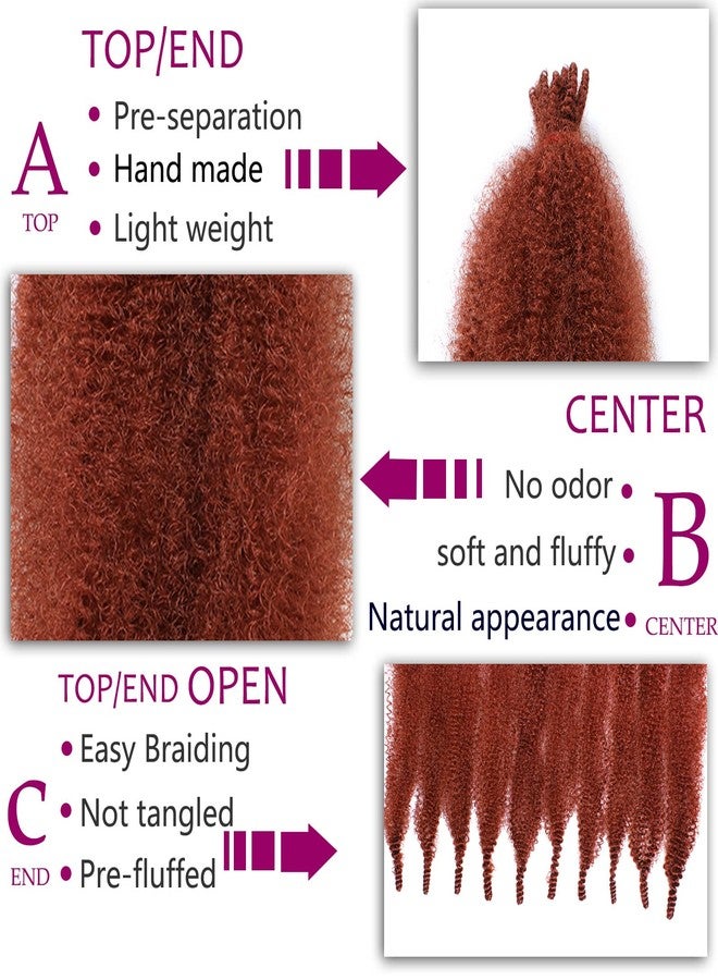ZRQ 8 Packs Copper Red Springy Afro Twist Hair For Distressed Locs 16 Inch Pre-Fluffed Natural Kinky Twist Synthetic Marley Braiding Hair Extension For Women 8 Strands/Pack (350#) - Image 3