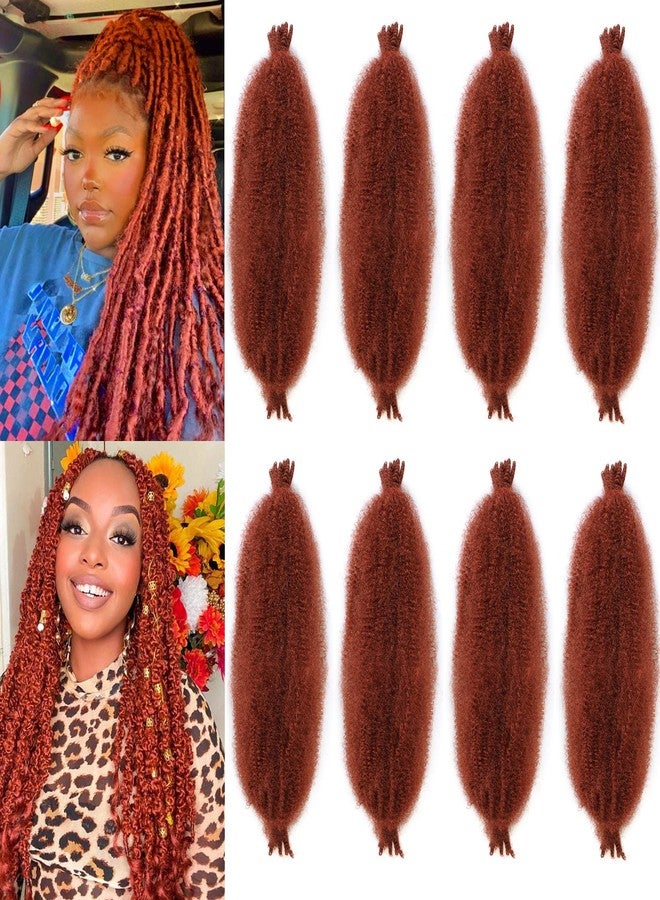 ZRQ 8 Packs Copper Red Springy Afro Twist Hair For Distressed Locs 16 Inch Pre-Fluffed Natural Kinky Twist Synthetic Marley Braiding Hair Extension For Women 8 Strands/Pack (350#) - Image 1