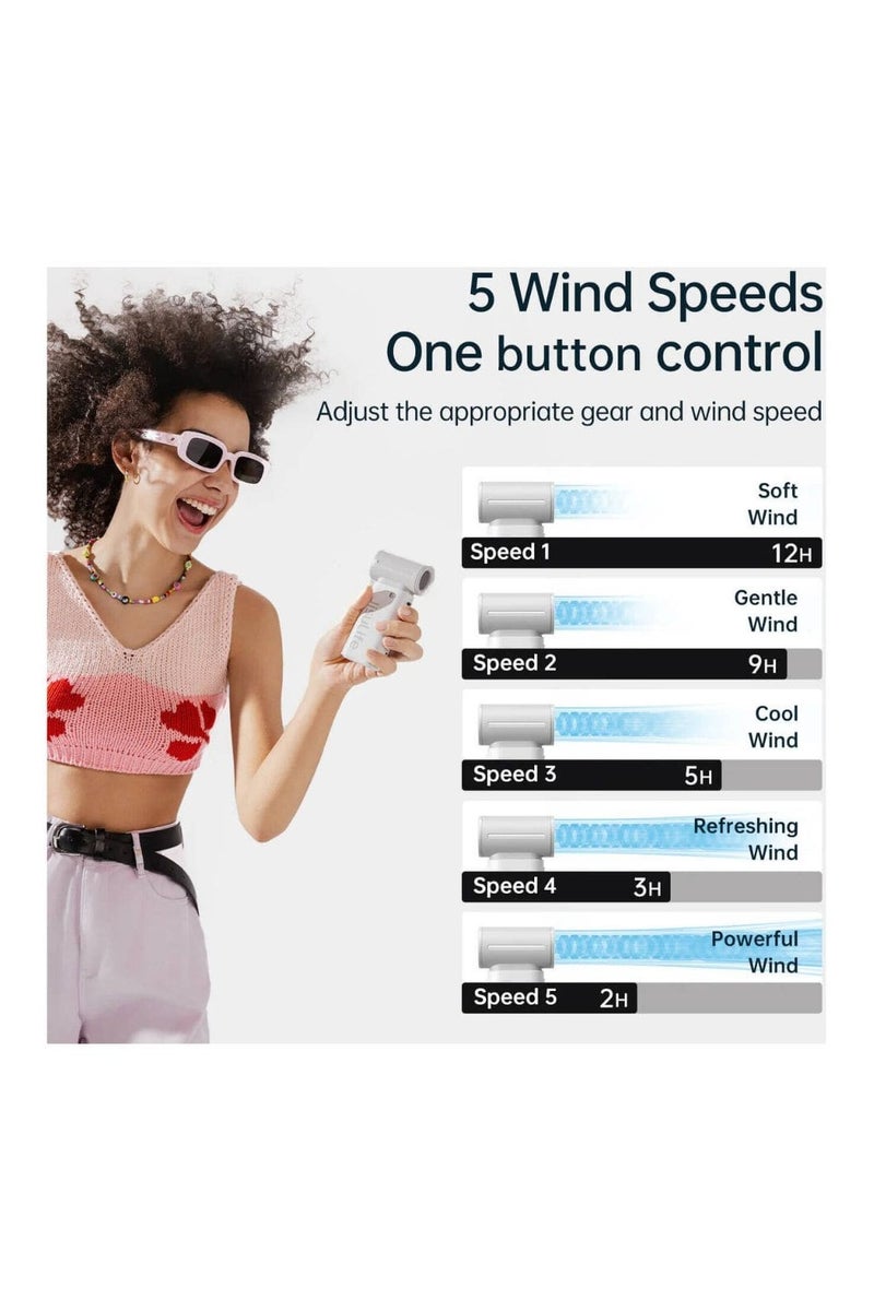 JISULIFE JisuLife Life9 Hand Fan, 10m/s Wind Speed, Five-Speed Adjustment, 40000 RPM Fan Speed, 9 Blade Turbine Fan Blades, Safety Lock, ABS Material, 5000mAh Battery Capacity, Black | Life9 - Image 5