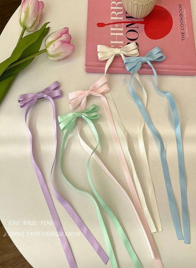 Shivashay Sweet Double-layer Bow, Long Ribbon, Hair Clip, Braided Satin Ribbon, Duckbill Clip, Side Hairpin, For Women's & Girls Clip - Image 5