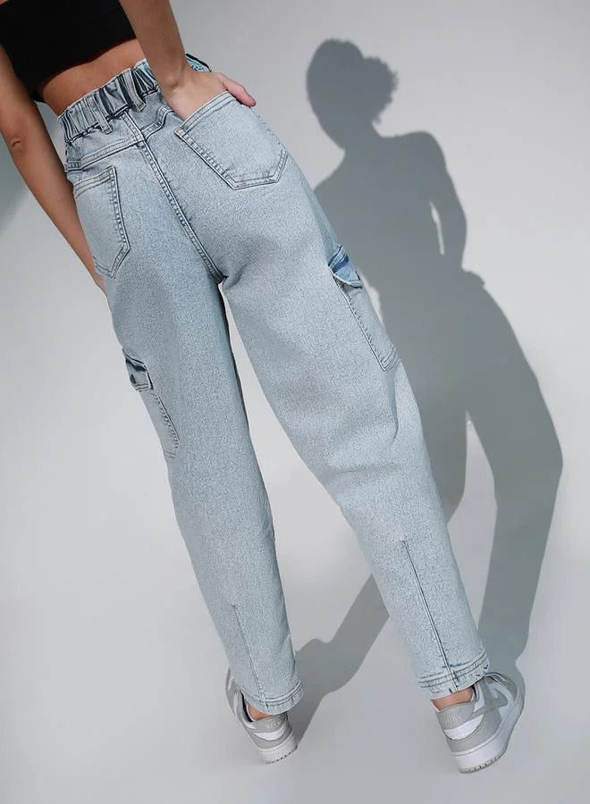 Hubberholme Hubberholme High Rise Relaxed Fit Cargo Jeans