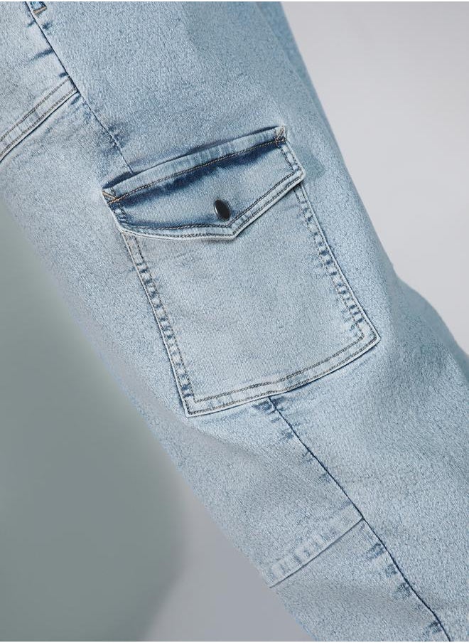 Hubberholme - High Rise Relaxed Fit Cargo Jeans by Styli - Image 1