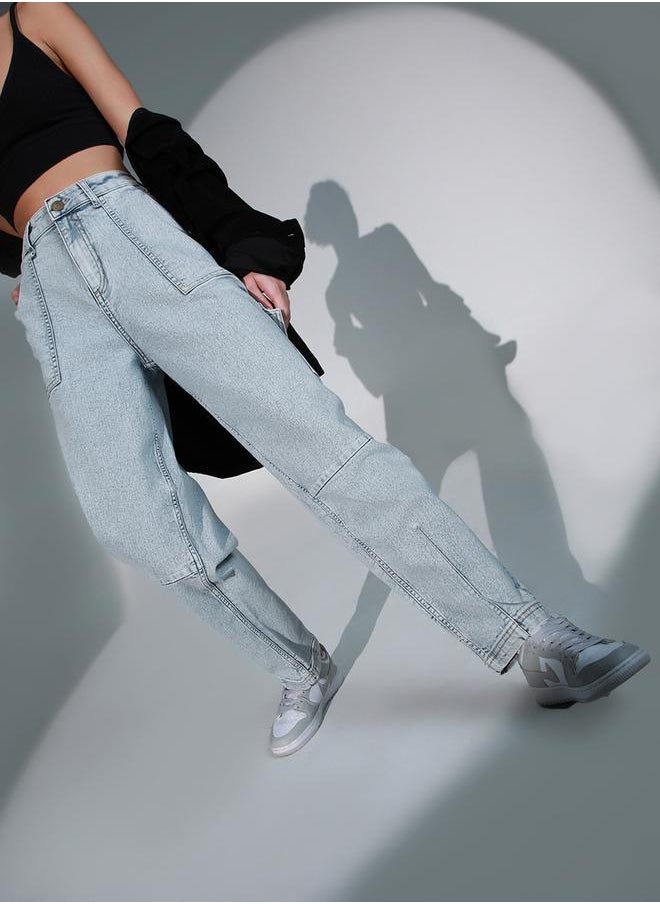 Hubberholme - High Rise Relaxed Fit Cargo Jeans by Styli - Image 1