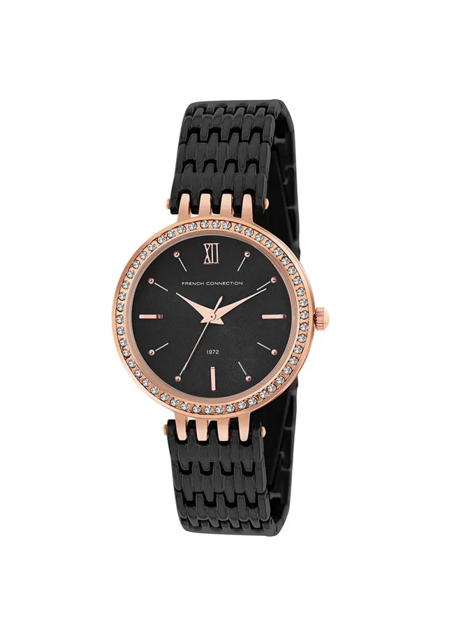 فرنش كونكشن 34mm Women's Quartz Watch with Black Dial