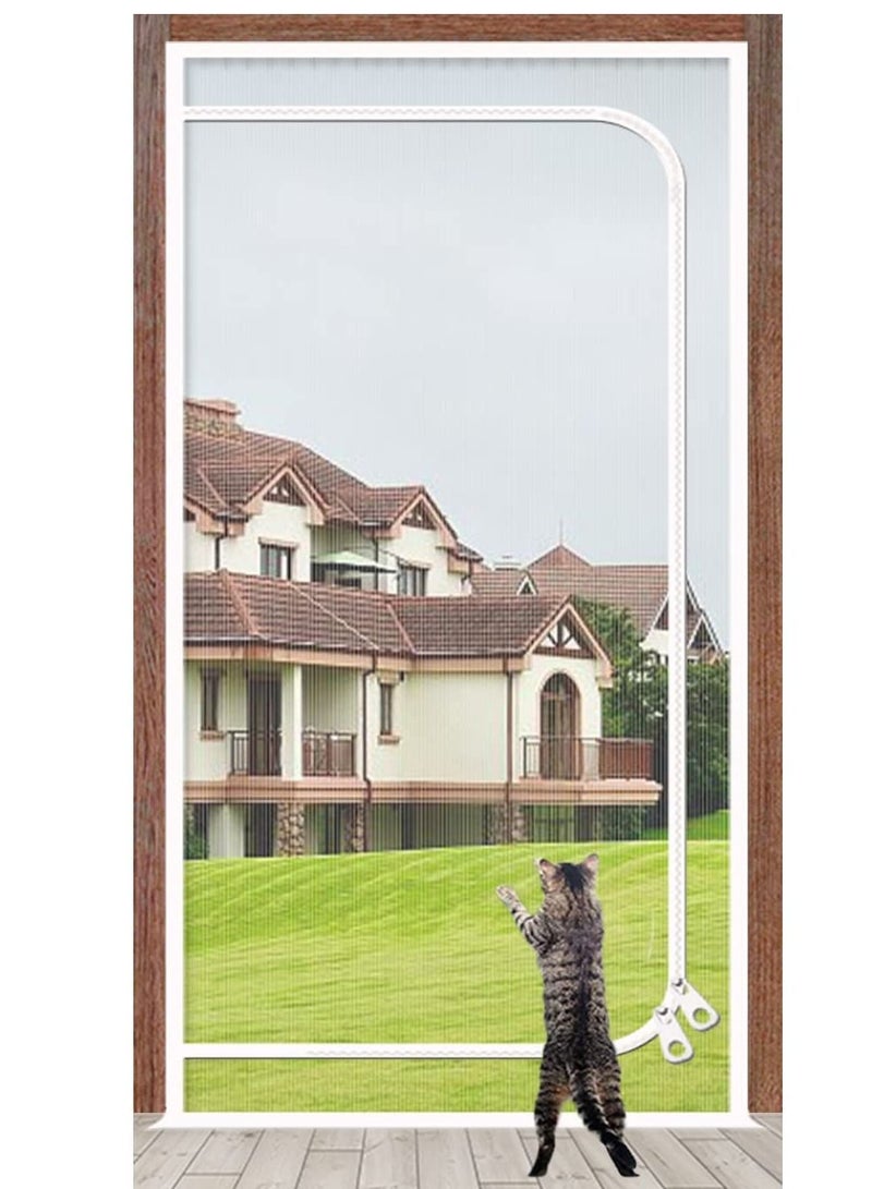 Y&D Reinforced Pet Screen Door, Fits Door Size 32''x 80'', Thickened Cat Resistant Mesh for Living Room, Patio, Kitchen, Bedroom, Scratch Proof with Zipper Closure.  - Image 1