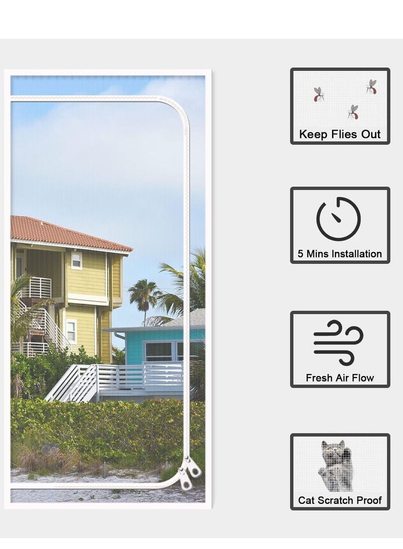 Y&D Reinforced Pet Screen Door, Fits Door Size 32''x 80'', Thickened Cat Resistant Mesh for Living Room, Patio, Kitchen, Bedroom, Scratch Proof with Zipper Closure.  - Image 5
