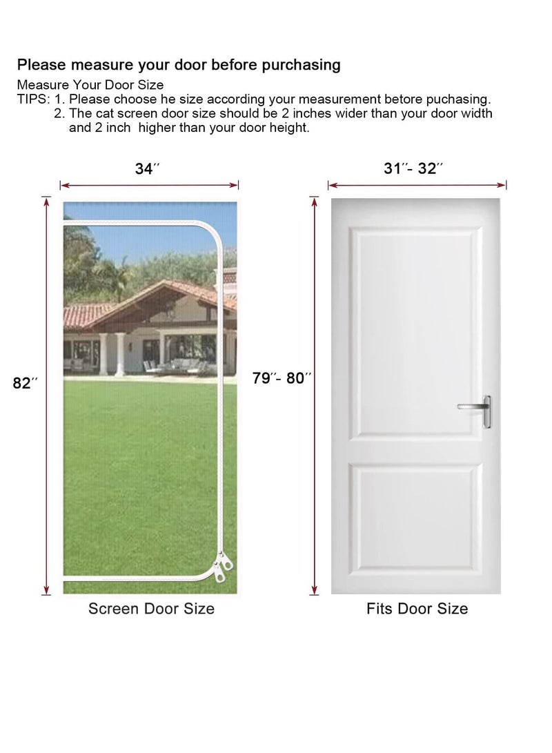 Y&D Reinforced Pet Screen Door, Fits Door Size 32''x 80'', Thickened Cat Resistant Mesh for Living Room, Patio, Kitchen, Bedroom, Scratch Proof with Zipper Closure.  - Image 4