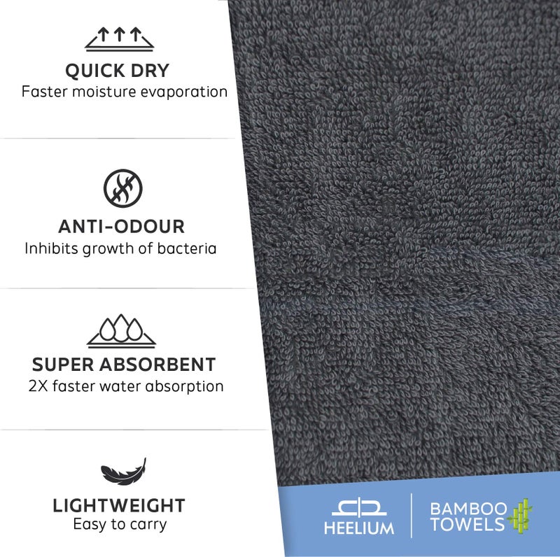 HEELIUM Bamboo Bath Towel | Lightweight & Quick Drying | Ultra Absorbent Towel | 140 x 70 cm - 400 GSM | Pack of 2 - White, Grey - Image 4
