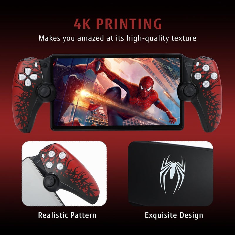 SOLARAE Replacement Faceplates for PlayStation Portal Remote Player, Protective Shell Cover for Handheld Console, Durable ABS Material Gaming Case for PS Portal, Matte Finish, Red and Black Accents - Image 2