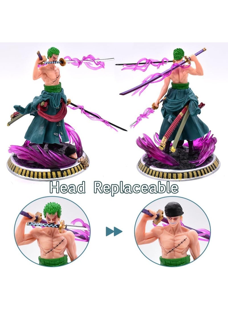 رالي مجسم رورونوا زورو من ون بيس – تصميم 3 سيوف، ارتفاع 20 سم، خامة PVC عالية الجودة – لهواة الأنمي والتجميع - Image 3