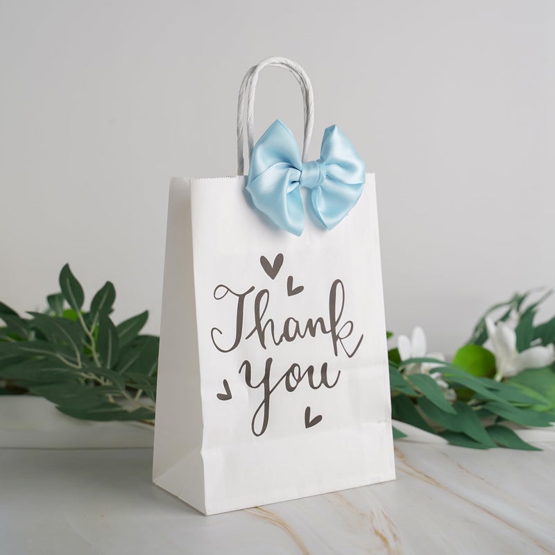 AIMUDI Baby Blue Bows Satin Ribbon Twist Tie Bows for Treat Bags 3.5" Small Bows for Gift Wrapping Premade Bows for Cake Pops Candy Apple Baby Shower Party Decor -24 Counts - Image 5
