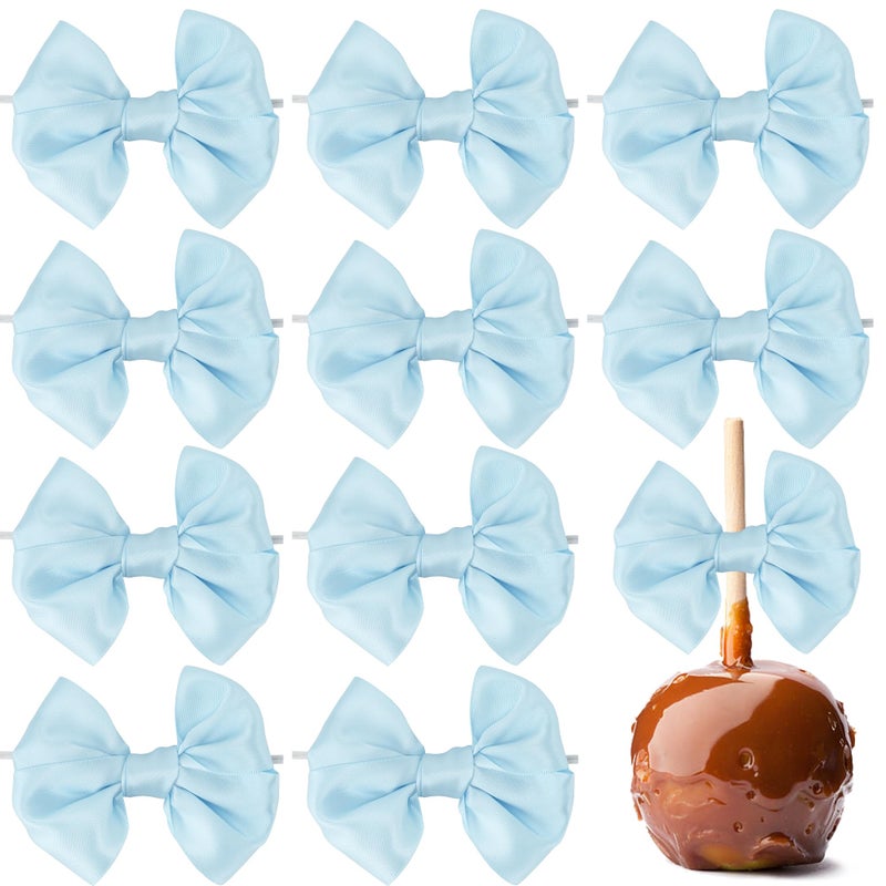 AIMUDI Baby Blue Bows Satin Ribbon Twist Tie Bows for Treat Bags 3.5" Small Bows for Gift Wrapping Premade Bows for Cake Pops Candy Apple Baby Shower Party Decor -24 Counts - Image 1