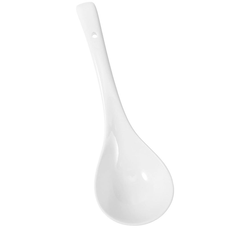 White Ceramic Soup Spoon Large for Home Restaurant Sturdy Single Piece - Image 1